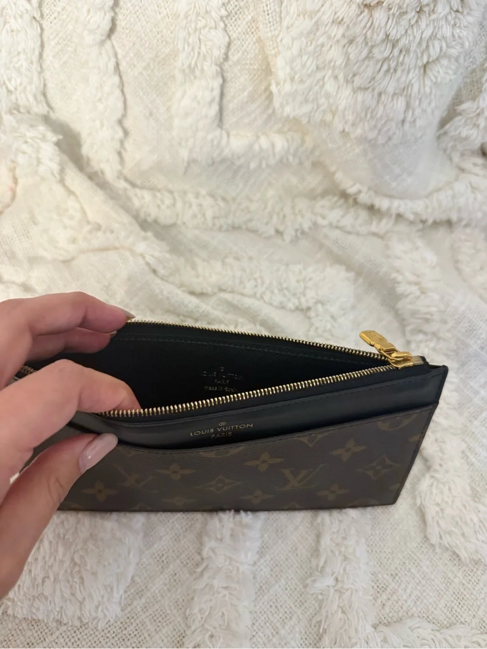Louis Vuitton Brown Monogram Slim wallet  with Black Trim